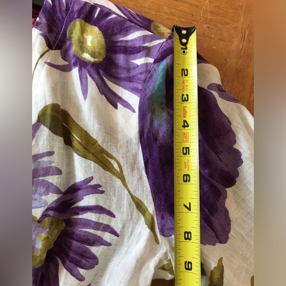 Vintage floral linen Brian Bailey button front top Size 12 - Picture 14 of 16